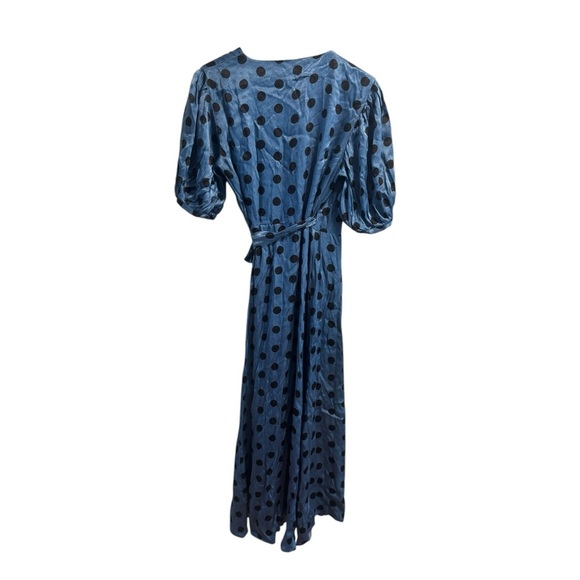 Zara Blue Polka Dot Wrap Maxi Dress | Size Medium - Picture 4 of 16